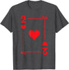 Playing Card Costume Tees - 2 Hearts Card - Two Card T-Shirt - Dark Heather Grey