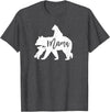 Artsy Mommy Bear Silhouette Nature Family Gifts Mama Bear 2 Baby Bear Cubs Playing Riding on Back T-Shirt - Dark Heather Grey
