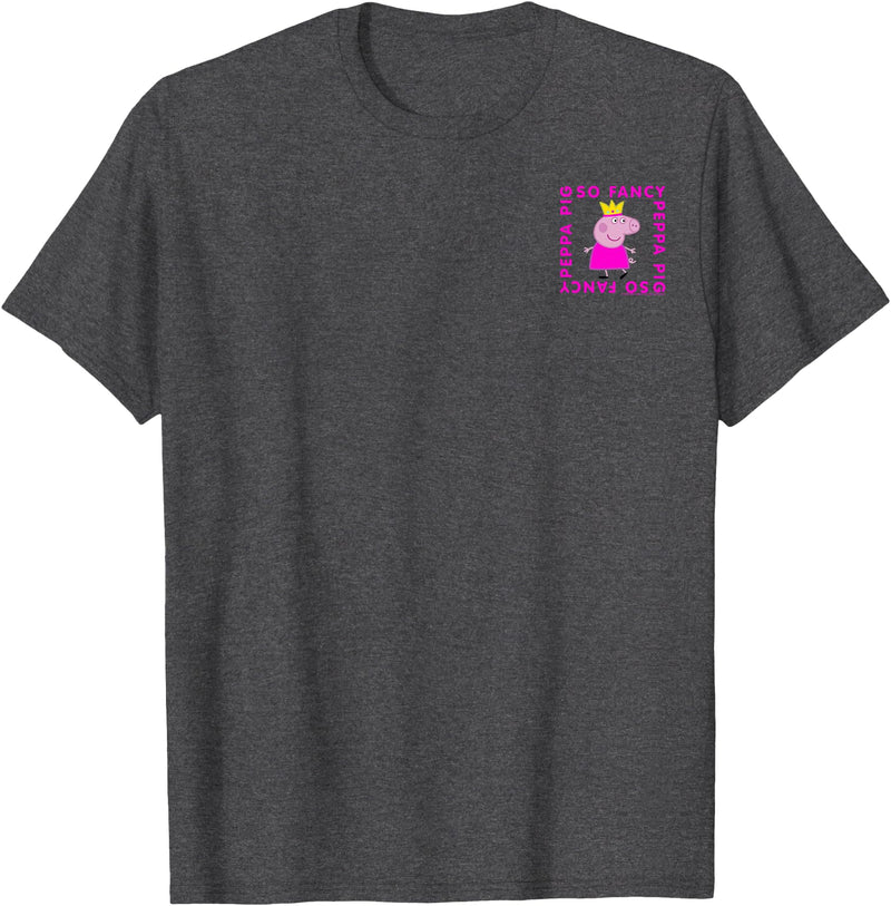 Peppa Pig So Fancy Box Up Left Chest T-Shirt - Dark Heather Grey