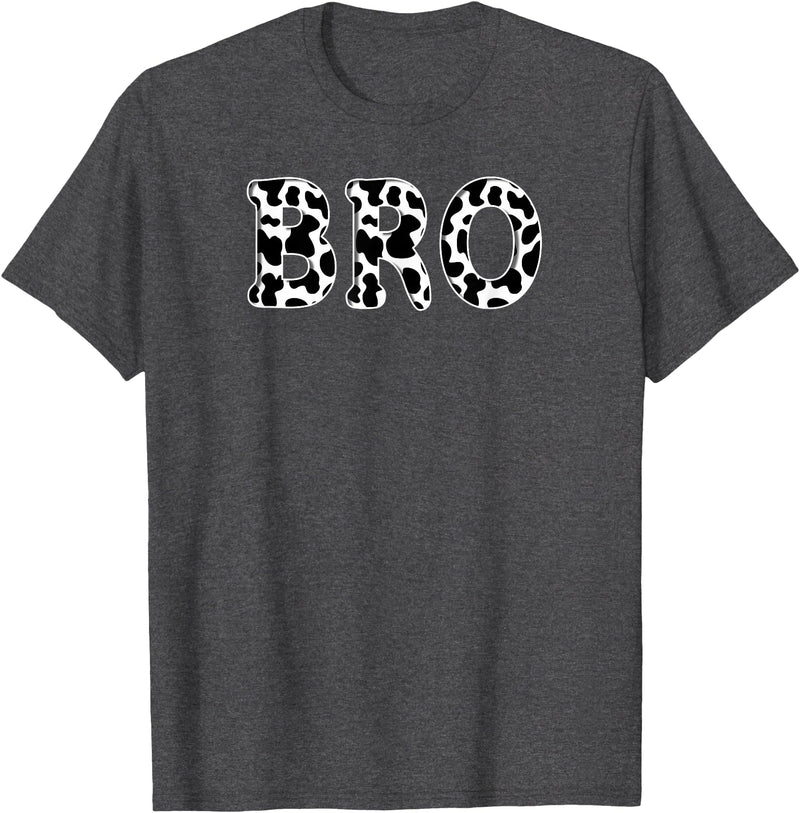 Cow Pattern Print Family Matching Birthday Apparel Cow Bro Birthday Family Matching Girl Boy Farm Birthday T-Shirt - Dark