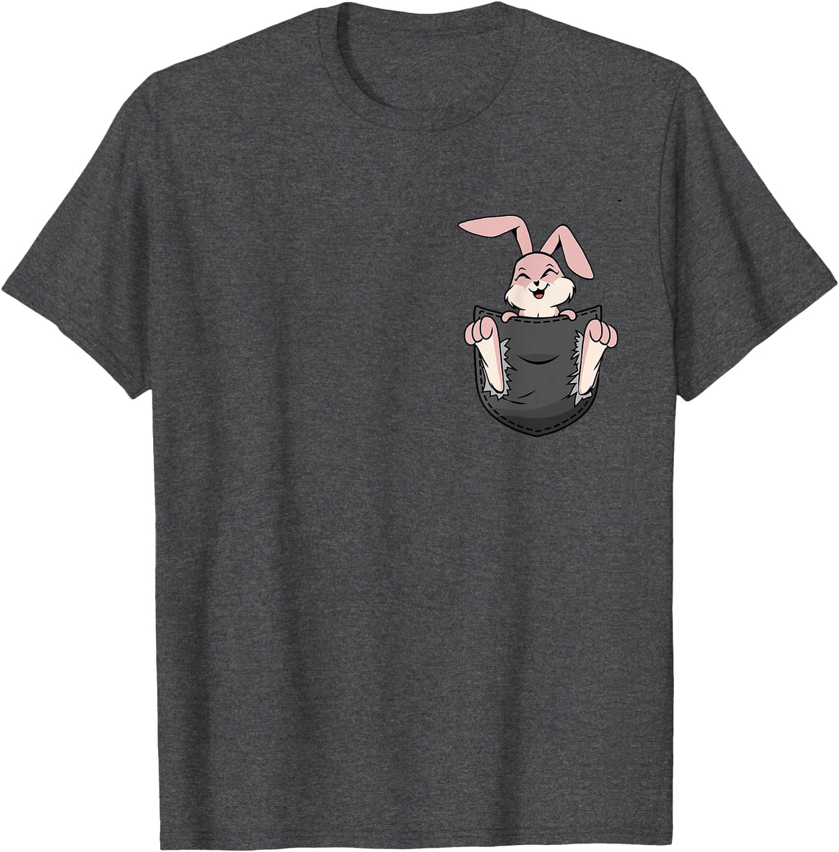 Cute Rabbit Bag Lover Bunny Graphic T-Shirt in Dark Heather Grey