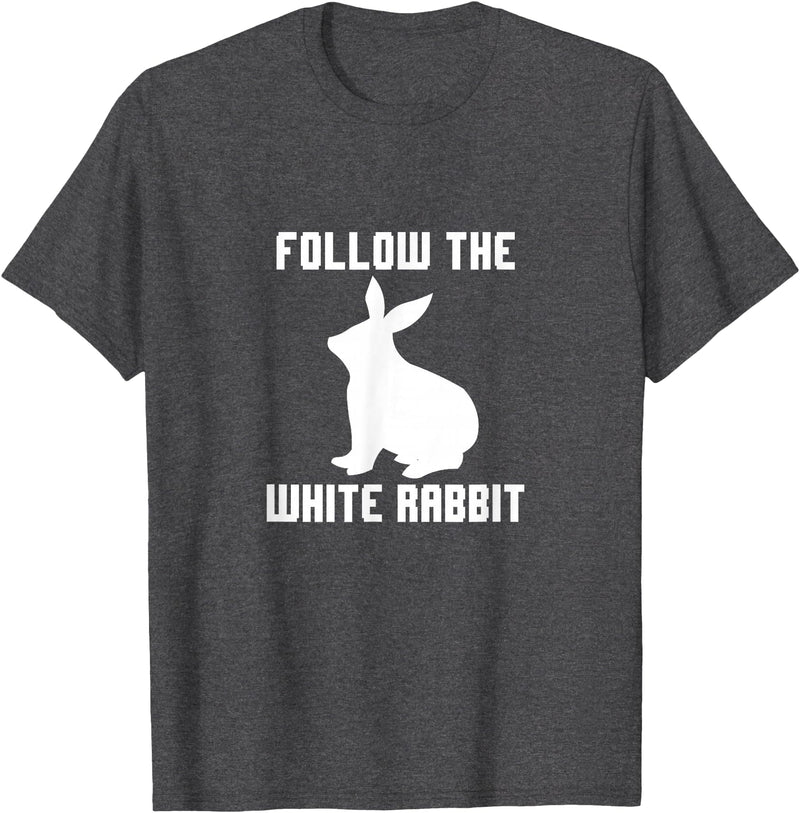 Follow the White Rabbit T-Shirt in Dark Heather Grey