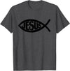 True Believing Christian Tees Jesus Fish T-Shirt - Dark Heather Grey