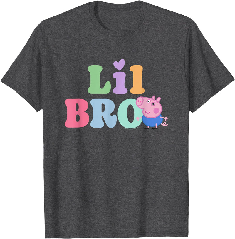 Peppa Pig 20th Anniversary Lil Bro Colorful Logo T-Shirt - Dark Heather Grey