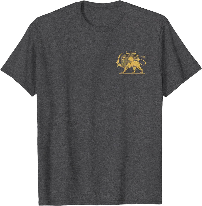 SHIR O KHORSHID Persian Lion and Sun Emblem Iran Symbol T-Shirt - Dark Heather Grey