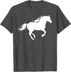 Horse and Cat Riding Running Horse with Cat Silhouette Graphic Horse Cat Lovers T-Shirt - Dark Heather Grey