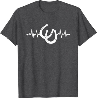 Horseshoe Horse Heartbeat Apparel Heartbeat Horse Lover Clothing - Horse Heartbeat T-Shirt - Dark Heather Grey