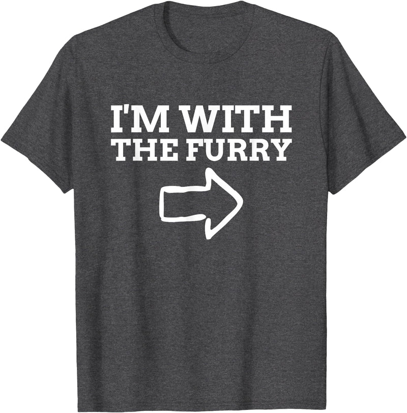 Furry Fandom Gifts I'm with The Furry T-Shirt - Dark Heather Grey