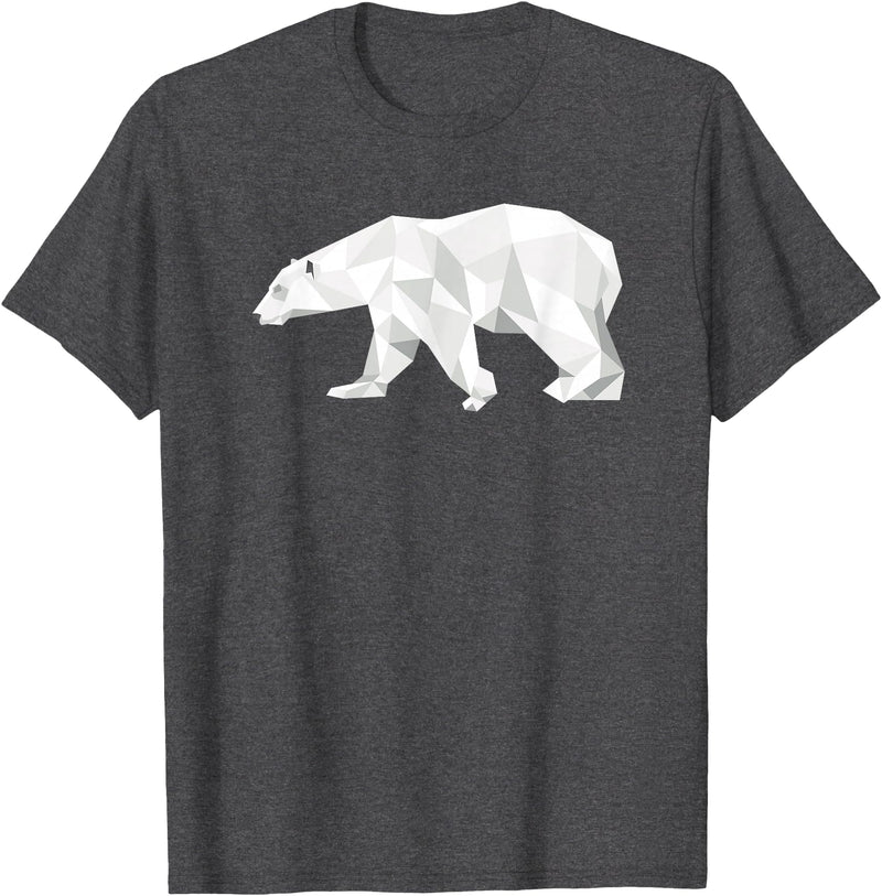 Geometric Patterns By DSMD Cool Polar Bear Geometric Pattern Boho Art Christmas Animal T-Shirt - Dark Heather Grey