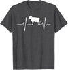 Animal Funny Farmer Farmers Gift Cow Cattle Beef Heartbeat Funny T-Shirt - Dark Heather Grey