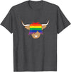 Ayeland co Cute Gay Pride Shirt LGBT flag scottish highland cow t shirt T-Shirt - Dark Heather Grey