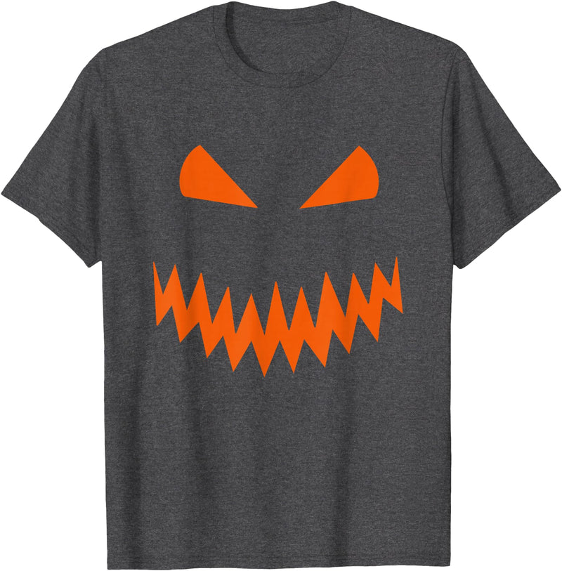 Halloween Designs. Pumpkin Jack O Lantern Scary Face Halloween Costume Graphic T-Shirt - Dark Heather Grey