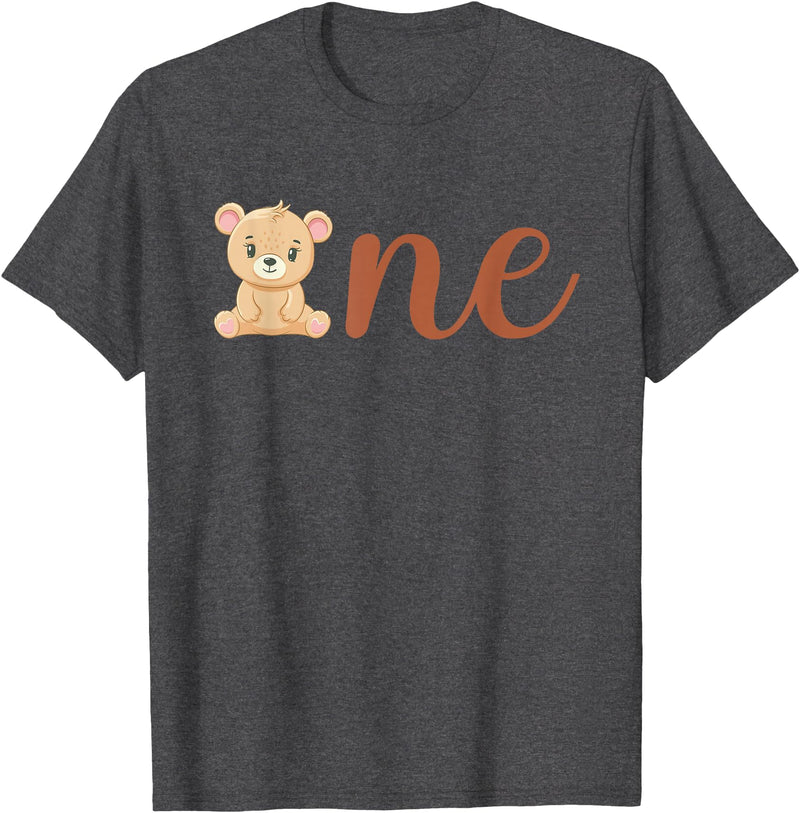 Family Birthday Bear Gifts One of The Birthday Boy Bear 1st Birthday Party Boy T-Shirt - Dark Heather Grey