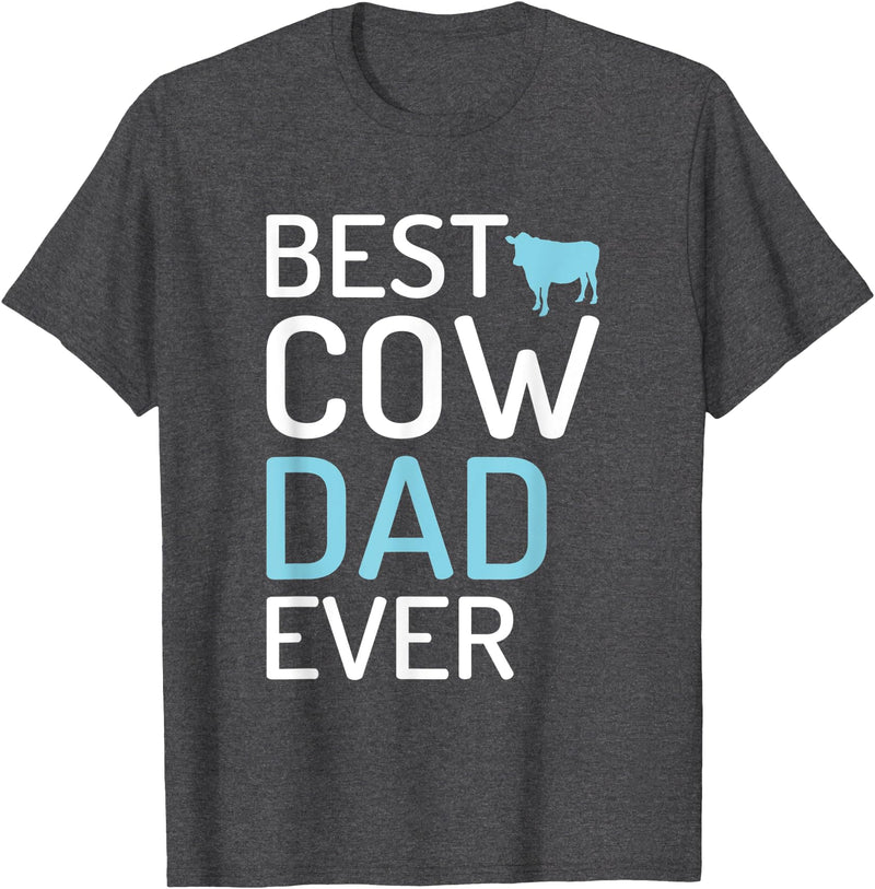 Cow Farmer Gifts Best Cow Dad Ever Cow Lover T-Shirt - Dark Heather Grey