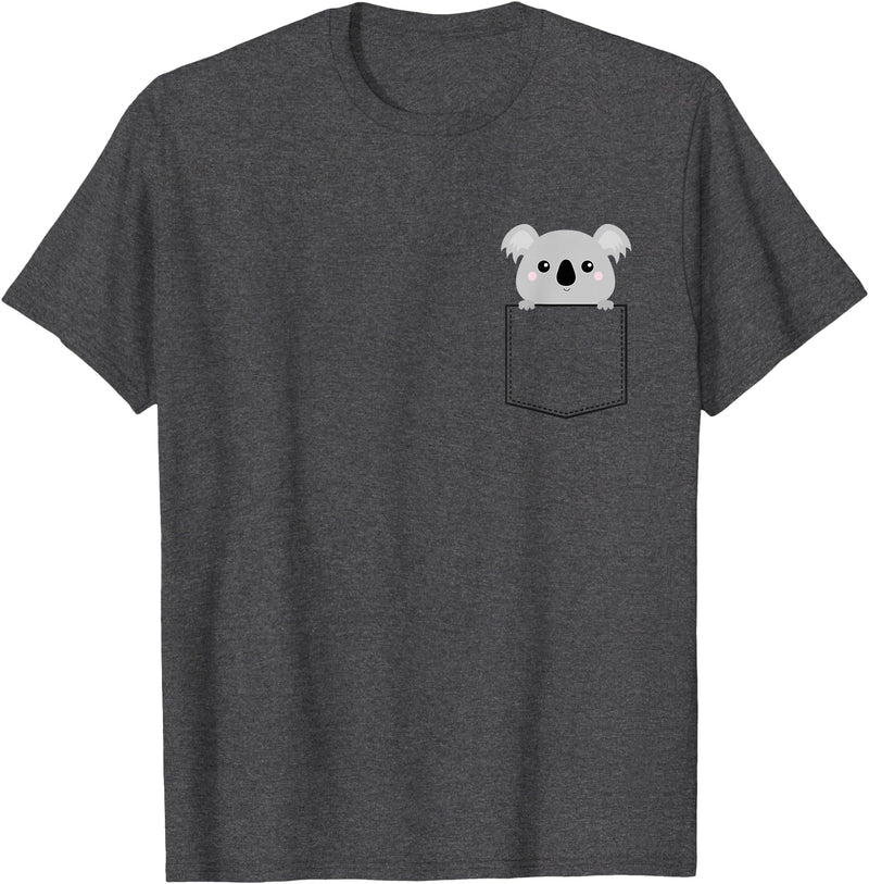Pocket Koala Shirts Pocket Koala Bear T-Shirt - Dark Heather Grey