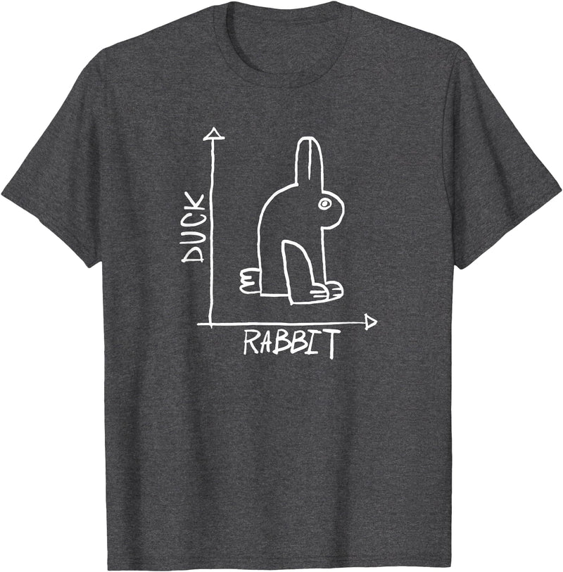 Rabbit or Duck - Optical Illusion T-Shirt in Dark Heather Grey