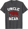 Uncle Bear Buffalo Dark Red Plaid Christmas Pajama Family T-Shirt - Dark Heather Grey