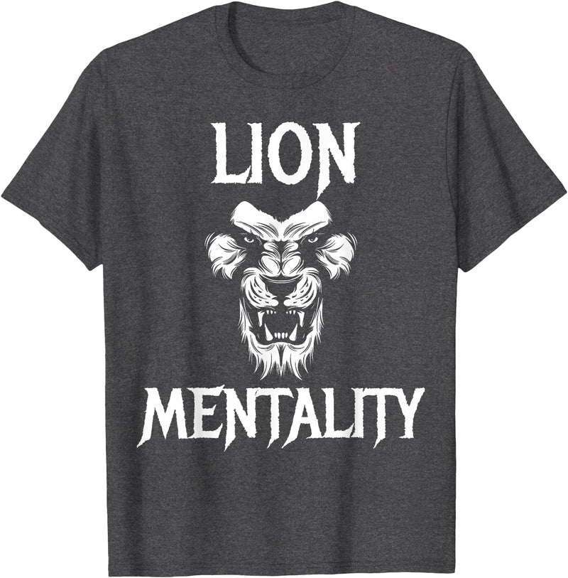 Lion Judah Shirts Animal Tees Lion Mentality Animal T-Shirt King Tees T-Shirt - Dark Heather Grey