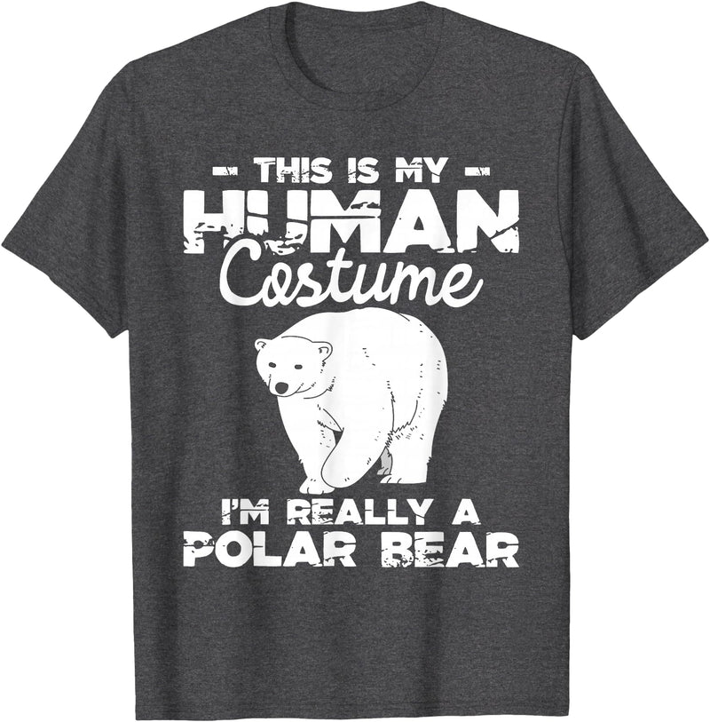 Funny Polar Bear Shirts Human Costume - Polar Bear Lover Zookeeper Wildlife T-Shirt - Dark Heather Grey