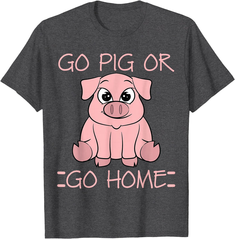Funny BBQ Grilling Pig Tee Shirt Men Women Kids Go Pig Or Go Home - Funny BBQ T Shirt Barbecue Gift T-Shirt - Dark Heather Grey