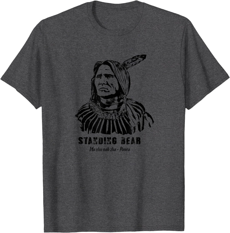 Nebraska Statue Oklahoma Court Standing Bear Ponca Tribe T-Shirt - Dark Heather Grey