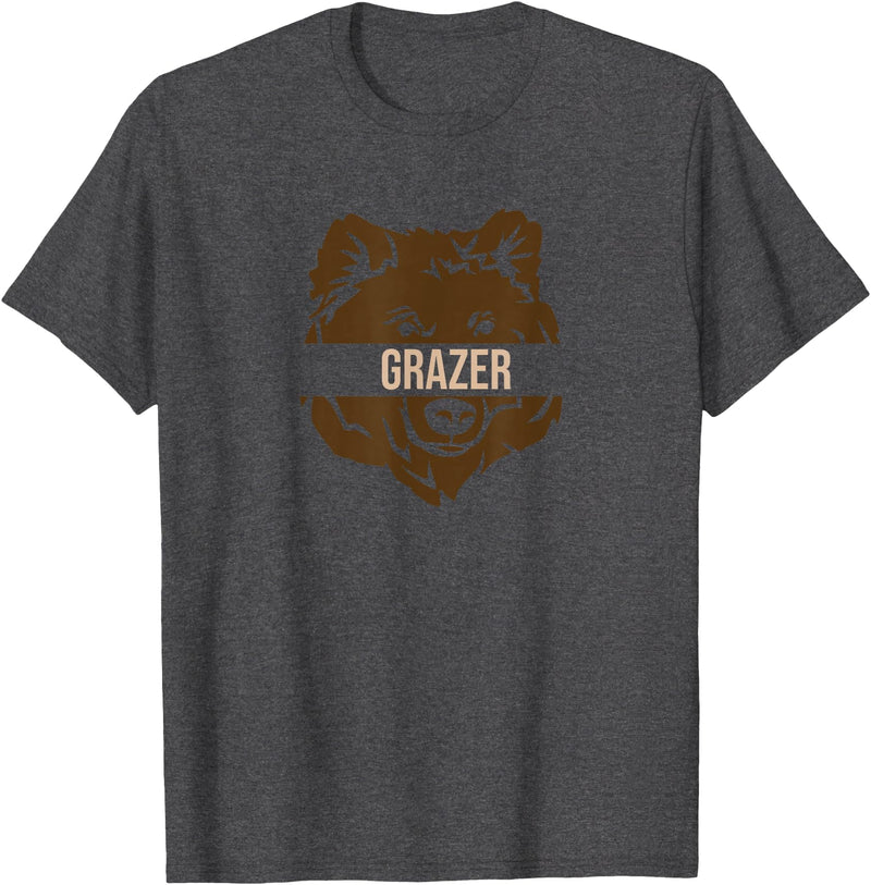 Brown Bear Lovers and Fat Grizzy Fans 2023 Grazer Bear design fat brown grizzly fan beartober week 2023 T-Shirt - Dark Heather Grey