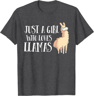 Funny Llama And Alpaca Gifts Funny Llama Girl Just A Girl Who Loves Llamas T-Shirt - Dark Heather Grey