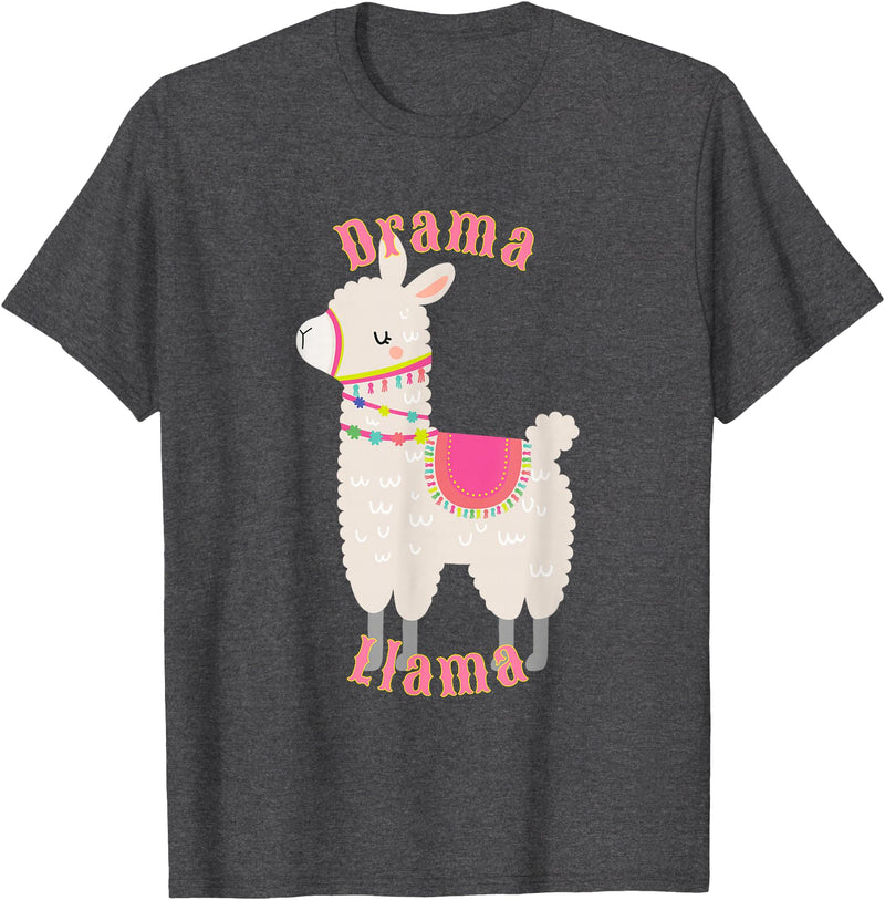 Cute Llama Shirts Drama Llama T-Shirt for Adults and Kids T-Shirt - Dark Heather Grey