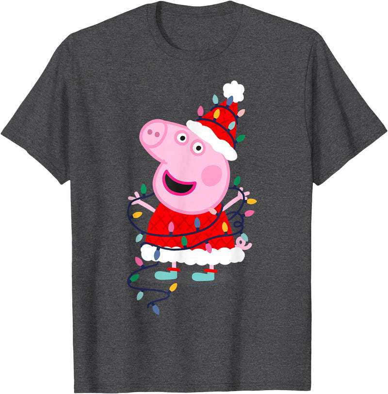 Peppa Pig Christmas Lights T-Shirt - Dark Heather Grey