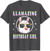 LLama Squad Shirts and Gifts Llama Birthday Girl Party Outfit Amazing Pun Fun Rainbow T-Shirt - Dark Heather Grey