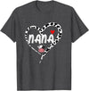Black White Family Cow Farm Nana Cow Print Cow Heart Pattern Farmer Cows Mother's Day T-Shirt - Dark Heather Grey