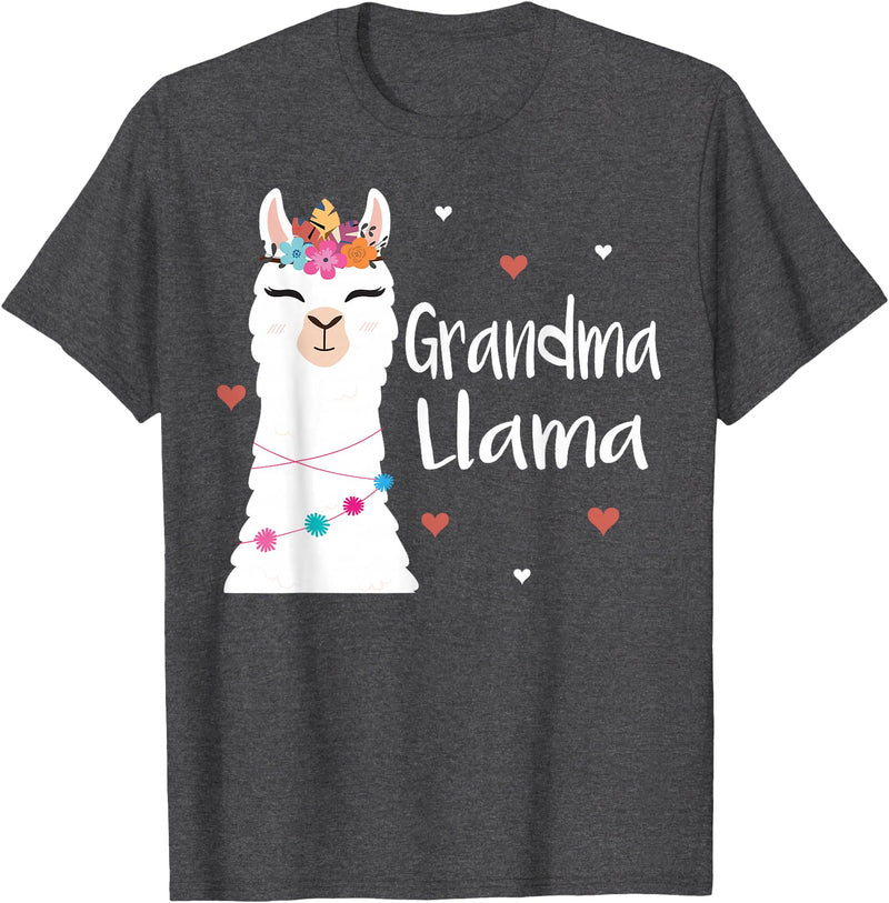Me & Mommy Llama Co. Grandma Llama Cute Llamas Lover Best Grandmother Ever T-Shirt - Dark Heather Grey