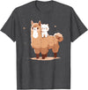Kawaii Valentine Llama And Cat Design Cute Llama And Cat T-Shirt - Dark Heather Grey