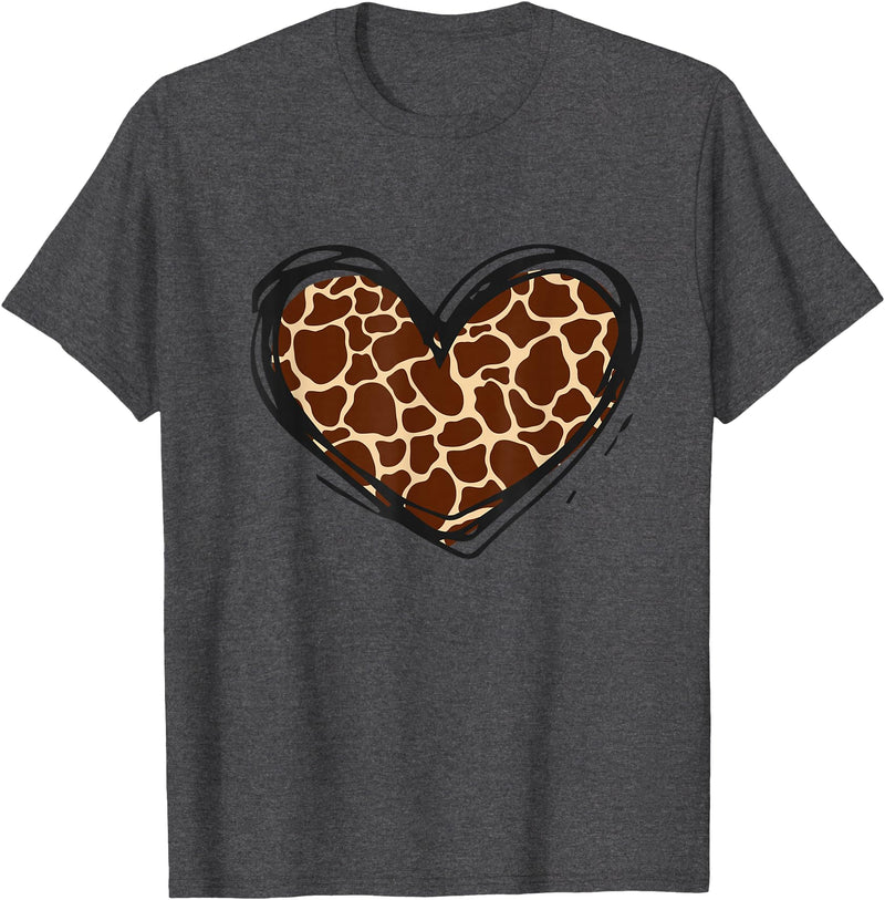 Giraffe Print Apparel Giraffe Heart Giraffe Print Clothes T-Shirt - Dark Heather Grey