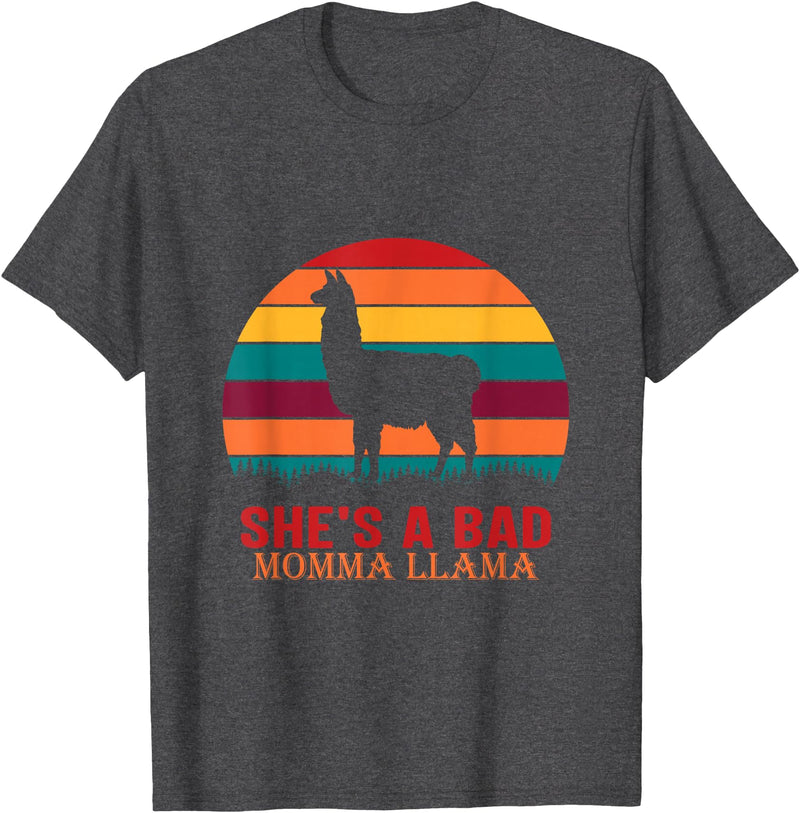 funny momma llama apparel for women & bride mom hot mamma llama needs no drama mama lama mama llama T-Shirt - Dark Heather Grey