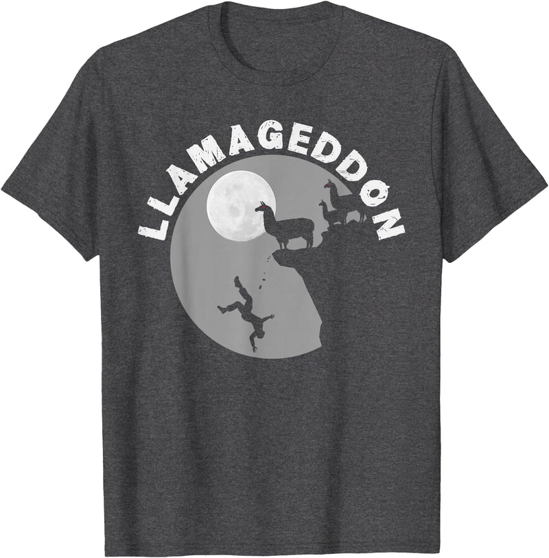 Funny Llama Tshirts for Farm Pet Animal Fans Funny Llamageddon T-Shirt for Llama Barnyard Lovers T-Shirt - Dark Heather Grey