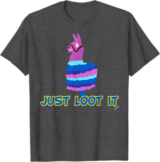 gamer shirts by jean olivier Funny llama outfit gamer outfit just loot it T-Shirt - Dark Heather Grey