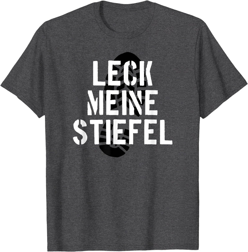 Bear Daddy Leck Meine Stiefel Lick My Boots German Gay Leather T-Shirt T-Shirt - Dark Heather Grey