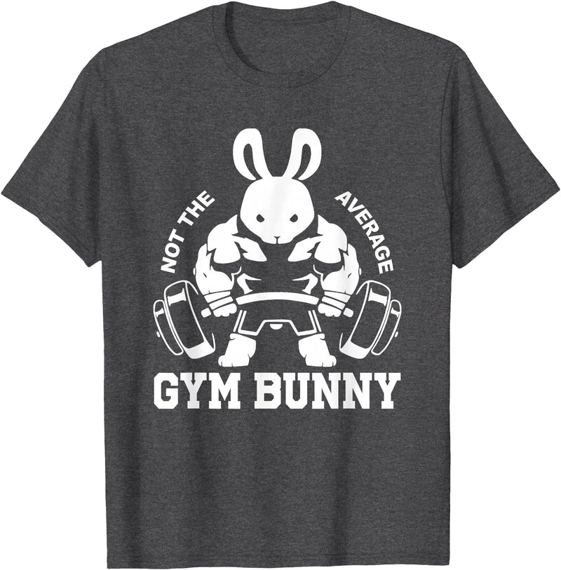 Easter Day Gym Bunny Rabbit Weightlifting Deadlift Fitness T-Shirt in Dark Heather Grey