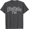 Buffalo NY by Kruzelly Vintage Buffalo New York 716 T-Shirt - Dark Heather Grey