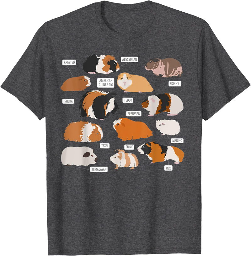 Guinea pig breeds Shirt Shirt Costume Clothing Tee Guinea pig breeds Shirt Shirt Costume Clothing Accessories T-Shirt - Dark Heather Grey