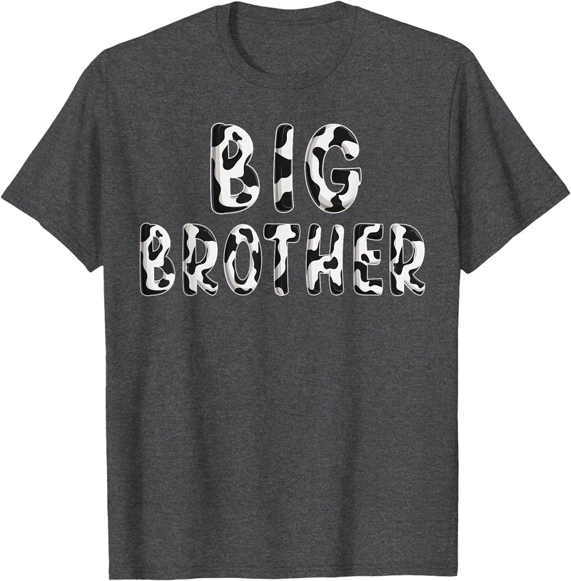 Cow Pattern Print Family Matching Birthday Shirts Cow Big Brother Birthday Family Matching Fathers Day Boy T-Shirt - Dark