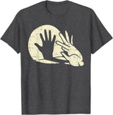 Funny Rabbit Animal Bunny Lover Shadow Play Pun Gift T-Shirt in Dark Heather Grey