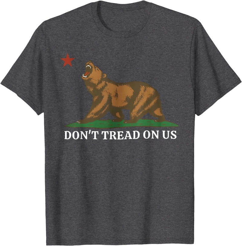 Dont Tread On Us Bear California Patriot Tee Don't Tread On Us California Bear Patriotic T-Shirt - Dark Heather Grey