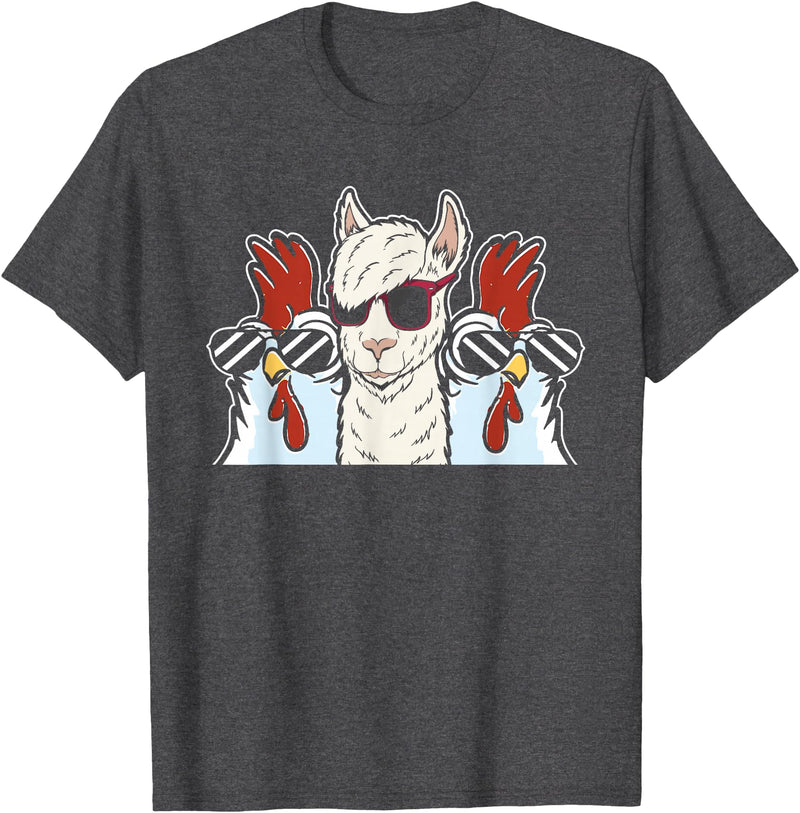 Llama Gifts & Accessories Chicken Llama Cool Alpaca - Lamaist Animal Llama T-Shirt - Dark Heather Grey