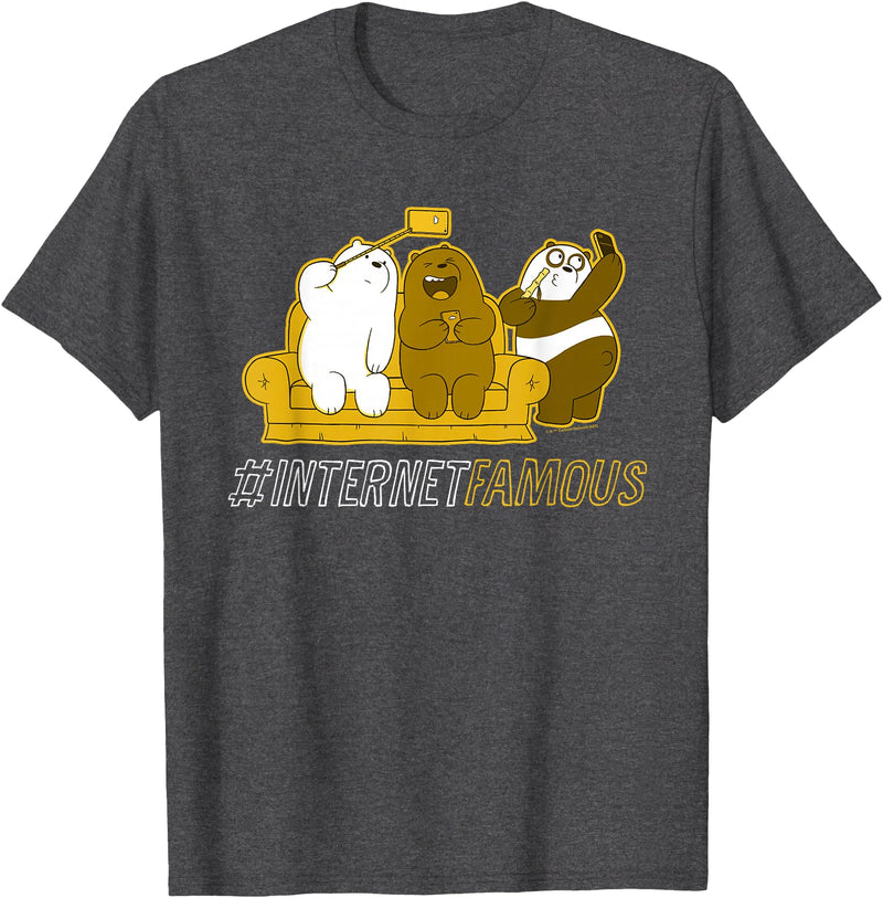 Cartoon Network We Bare Bears Grizz Panda Ice Bear Internet Famous T-Shirt - Dark Heather Grey