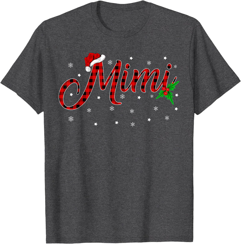 Buffalo Plaid Matching Christmas Pajamas Gifts Funny Matching Family Buffalo Plaid Mimi Christmas Pajama T-Shirt - Dark