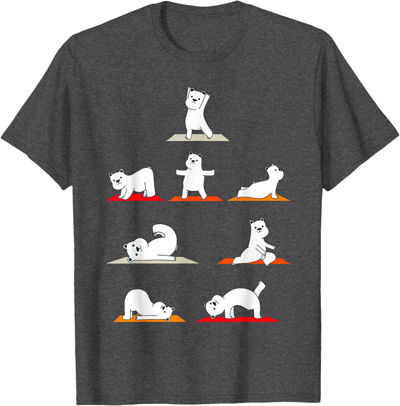 Cute Polar Bear Yoga Coach Women Girls Polar Bear Yoga Poses Streching Polar Bears Meditation T-Shirt - Dark Heather Grey
