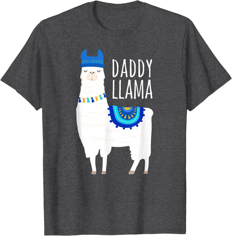 Mama Llama Lover Gifts by Memme Daddy Llama Gift Shirt for Men, Dad T-Shirt - Dark Heather Grey