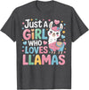 Funny Adorable Llama Lover Just a Girl Who Loves Cute Llamas Gifts for Girls Kids T-Shirt - Dark Heather Grey
